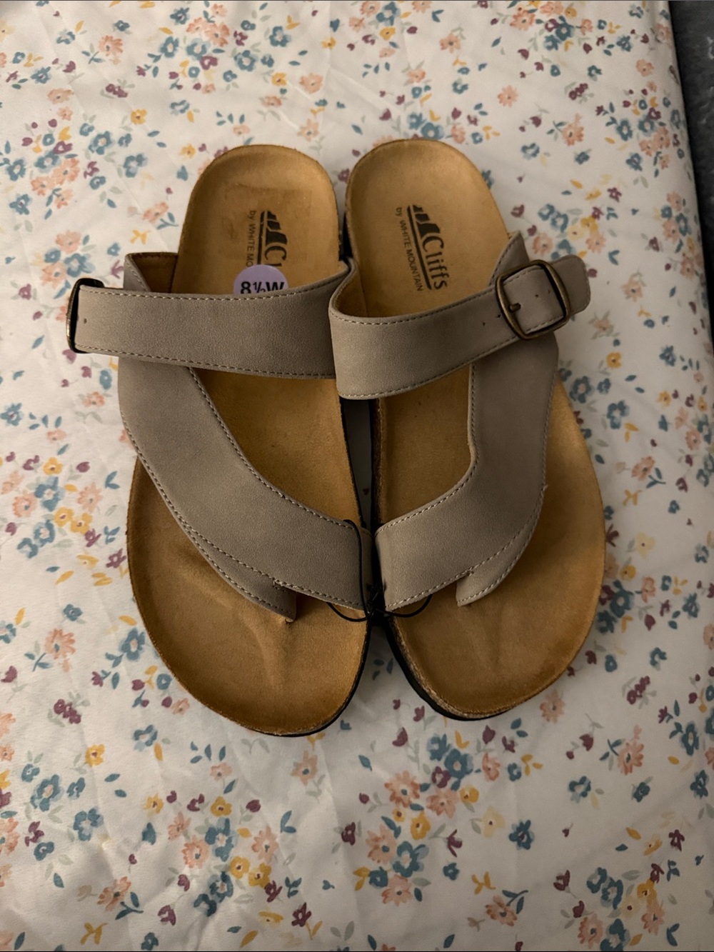 Cliffs by WHITE MOUNTAIN Taupe Buckle Toe-Loop Sandals
